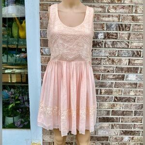 Pastel Ballet Pink & Cream/Peach Lace Balletcore Dress